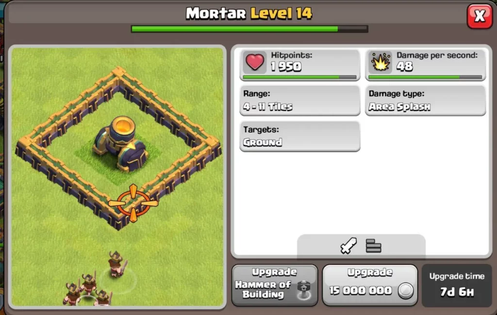 Clash of Clans Max Mortar Levels at Each Town Hall
