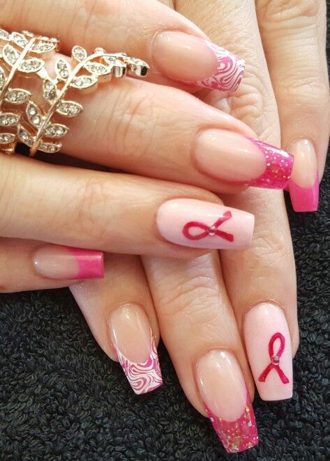 Pink Ribbon Nails Pink Ribbon Nails