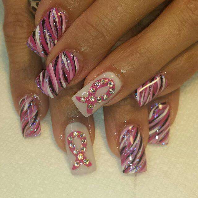 Pink Ribbon Nails Pink Ribbon Nails