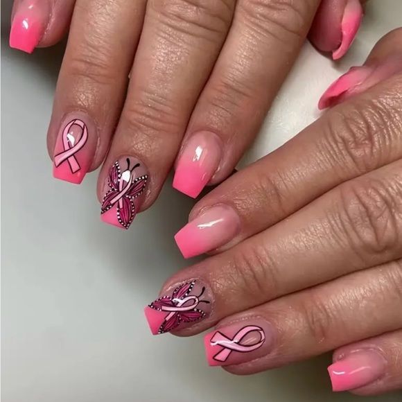 Pink Ribbon Nails Pink Ribbon Nails
