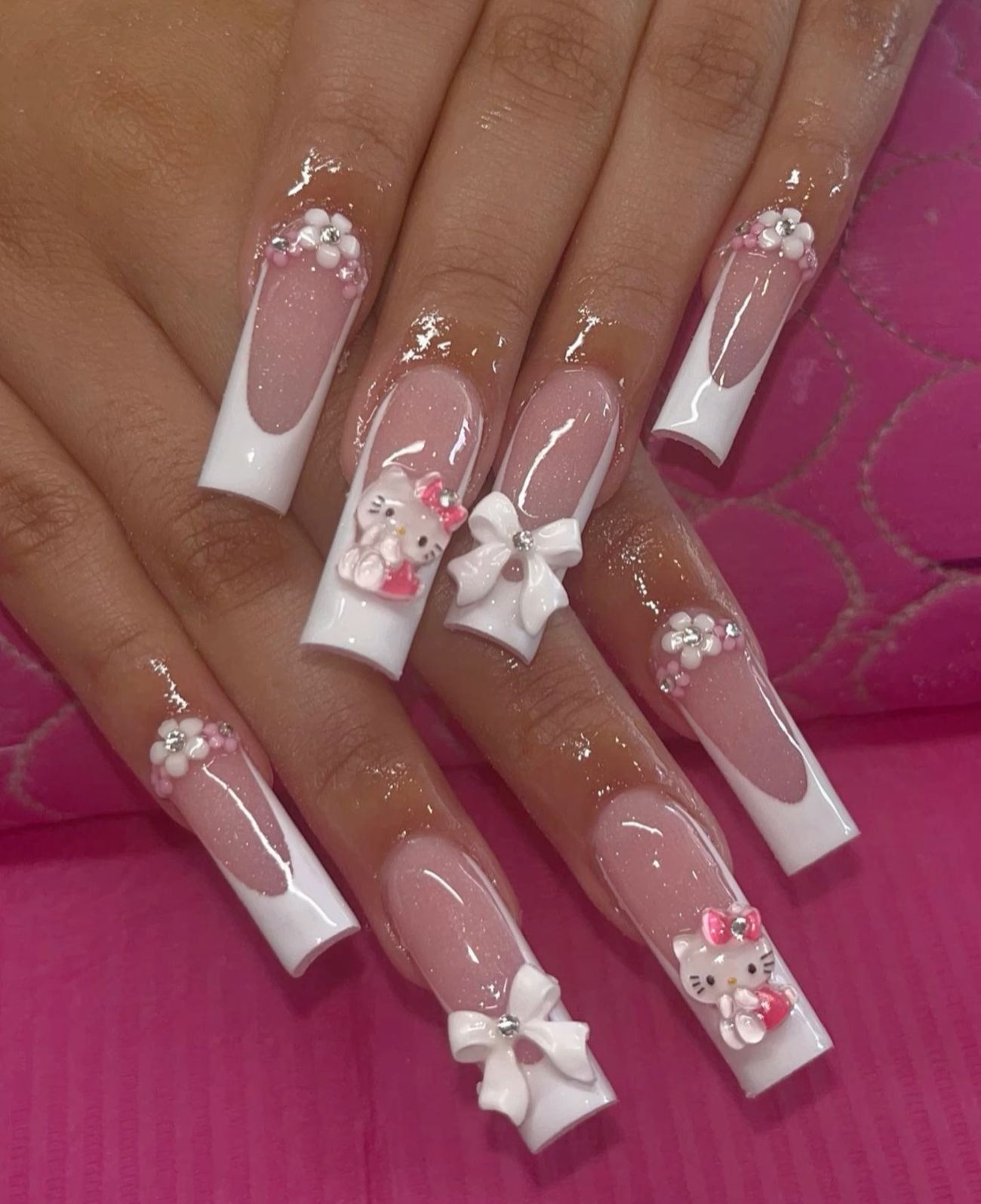 Ruby Ribbon Nails 241 Pink Ribbon Nails for Short, Almond, and Coffin Styles ...