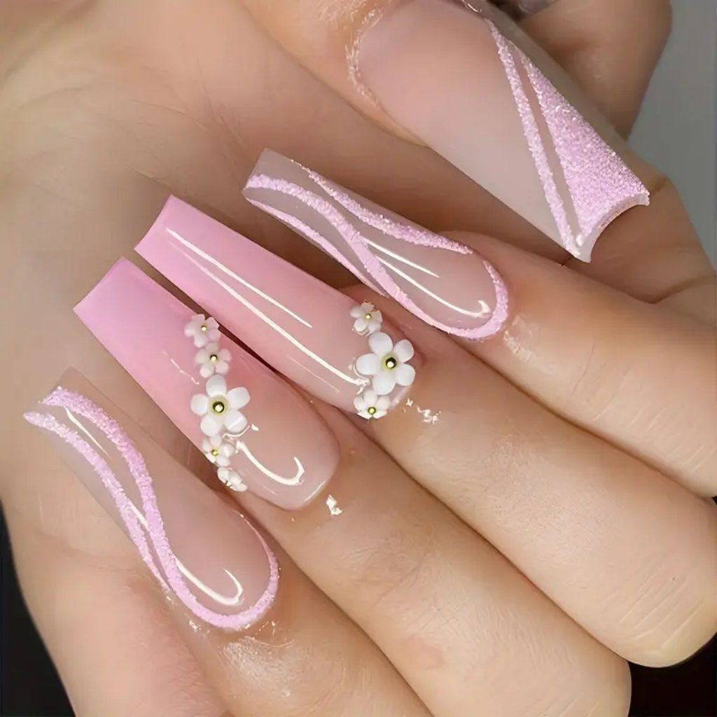 Pink Ribbon Nails