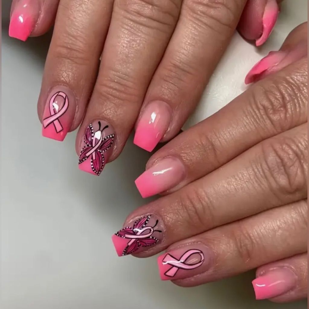 Pink Ribbon Nails Pink Ribbon Nails