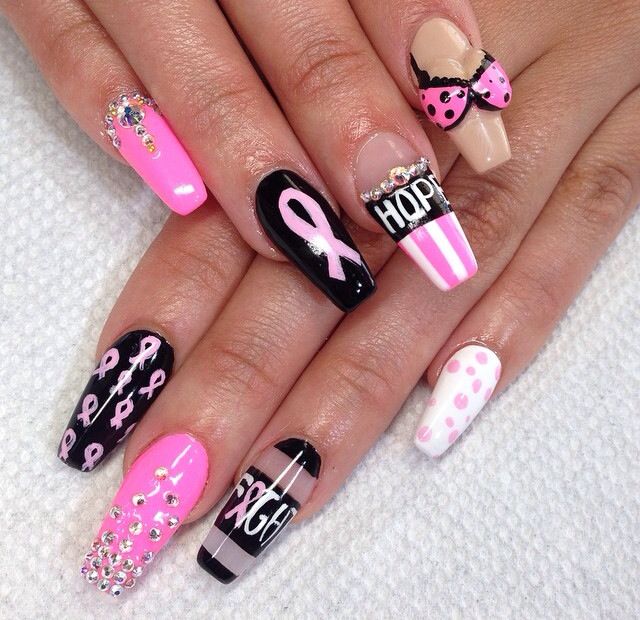 Pink Ribbon Nails Pink Ribbon Nails