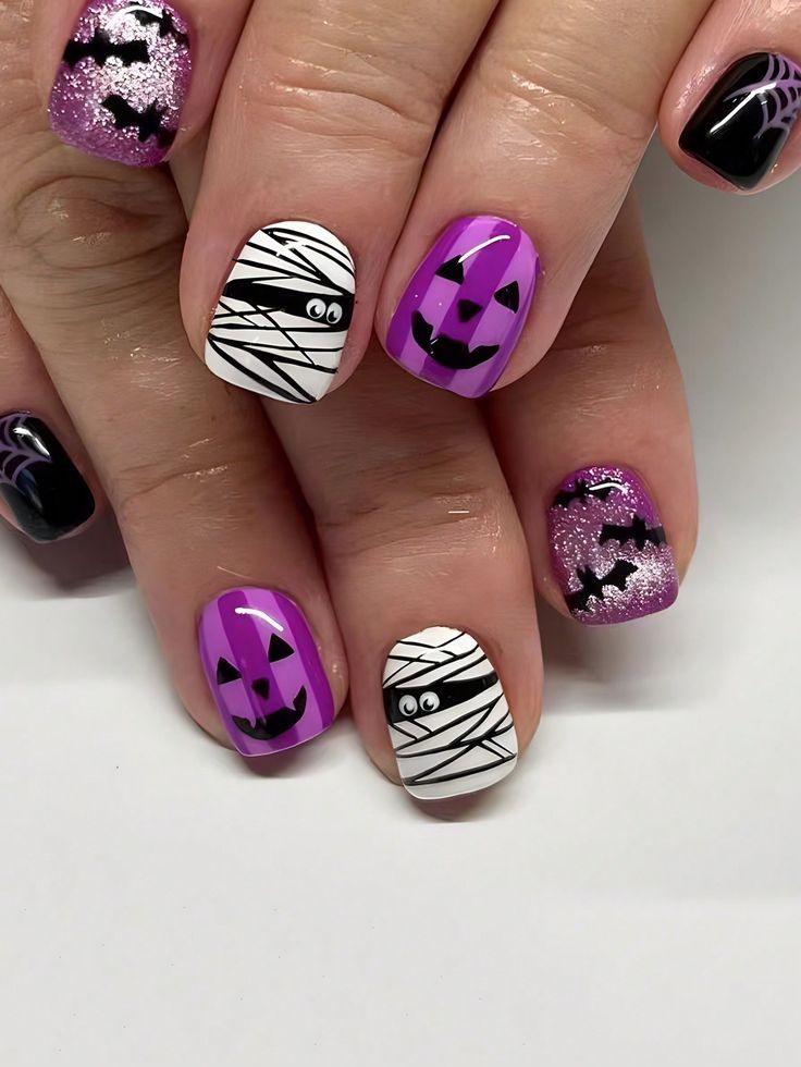purple Halloween nails Purple Halloween Nails
