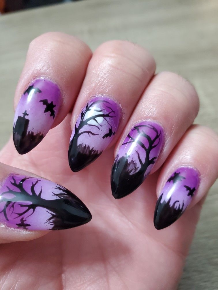 purple Halloween nails Purple Halloween Nails