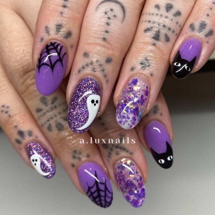 purple Halloween nails Purple Halloween Nails
