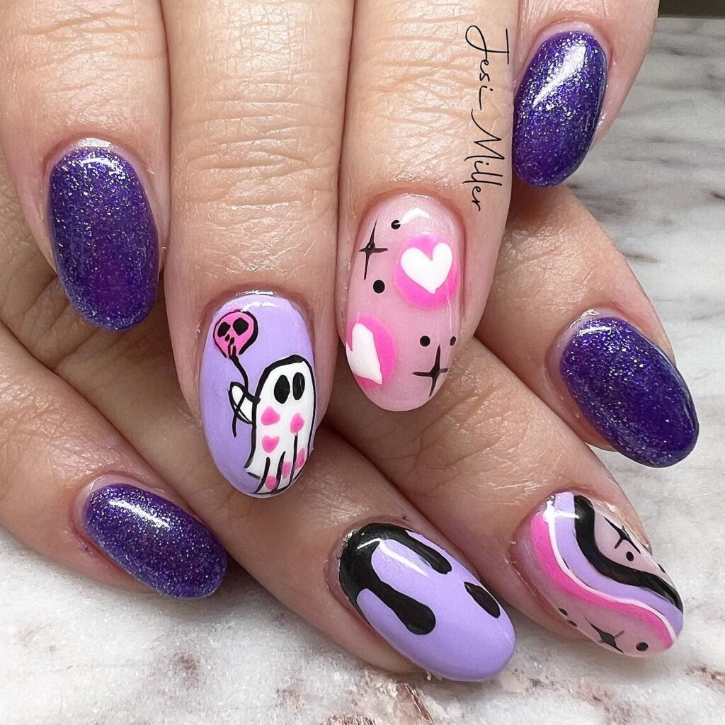 purple Halloween nails Purple Halloween Nails