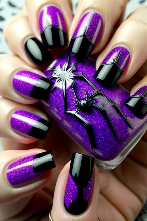 purple Halloween nails Purple Halloween Nails