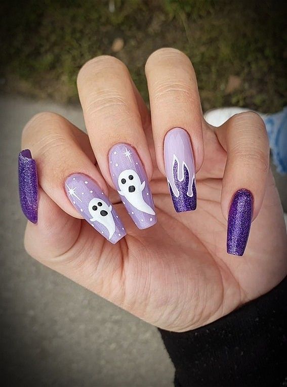 purple Halloween nails Purple Halloween Nails