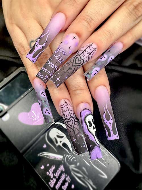 purple Halloween nails Purple Halloween Nails