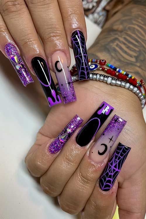 purple Halloween nails Purple Halloween Nails