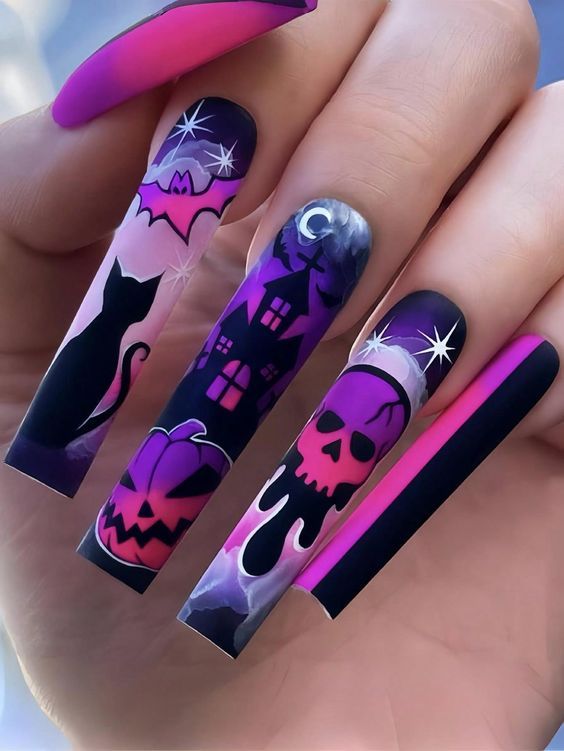 purple Halloween nails Purple Halloween Nails