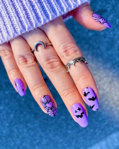 purple Halloween nails Purple Halloween Nails