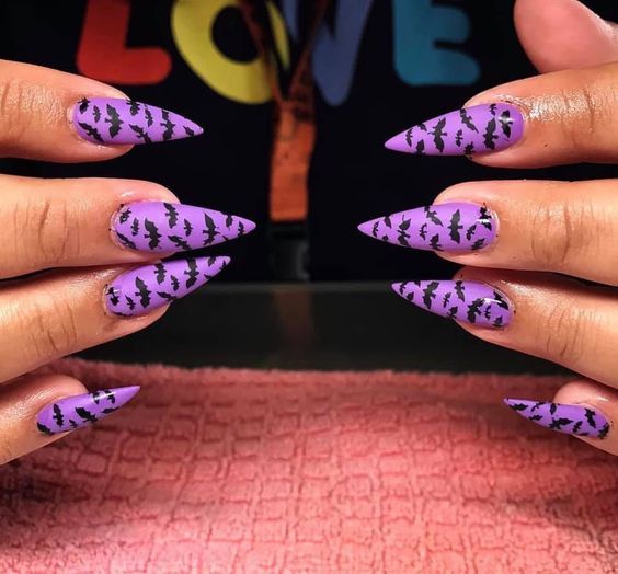 purple Halloween nails Purple Halloween Nails