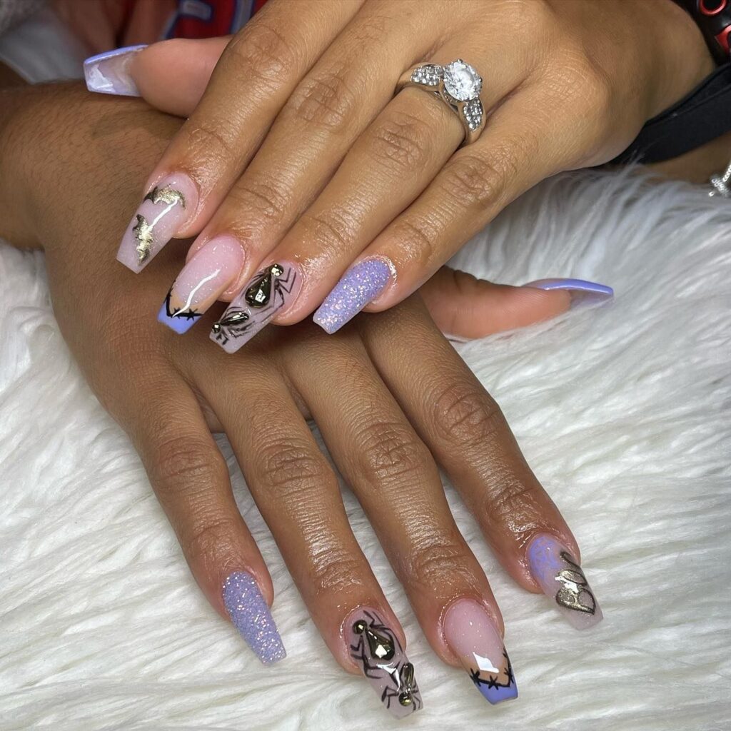 purple Halloween nails Purple Halloween Nails