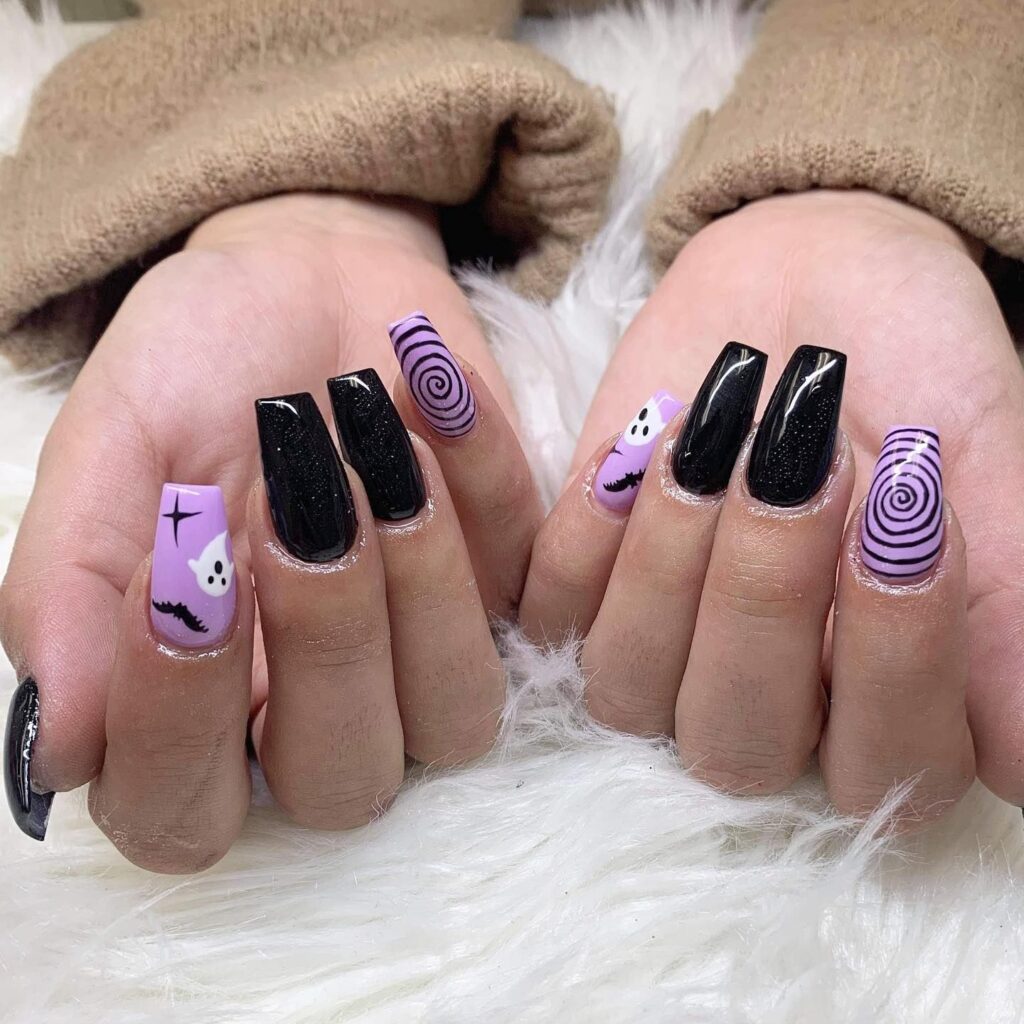 purple Halloween nails Purple Halloween Nails