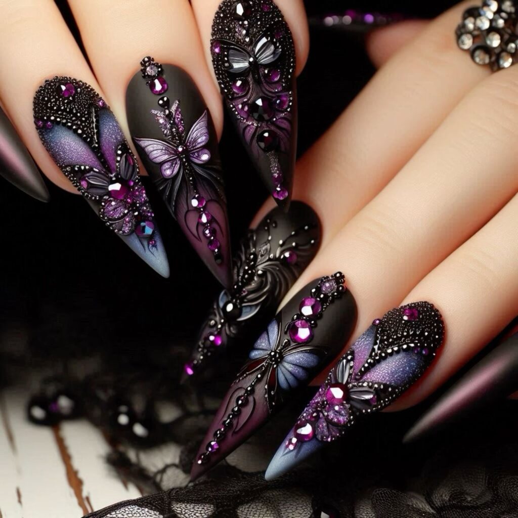 purple Halloween nails Purple Halloween Nails