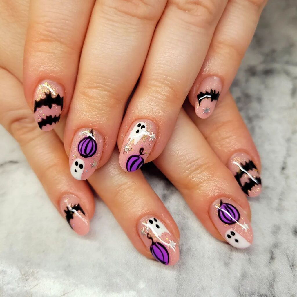 purple Halloween nails Purple Halloween Nails