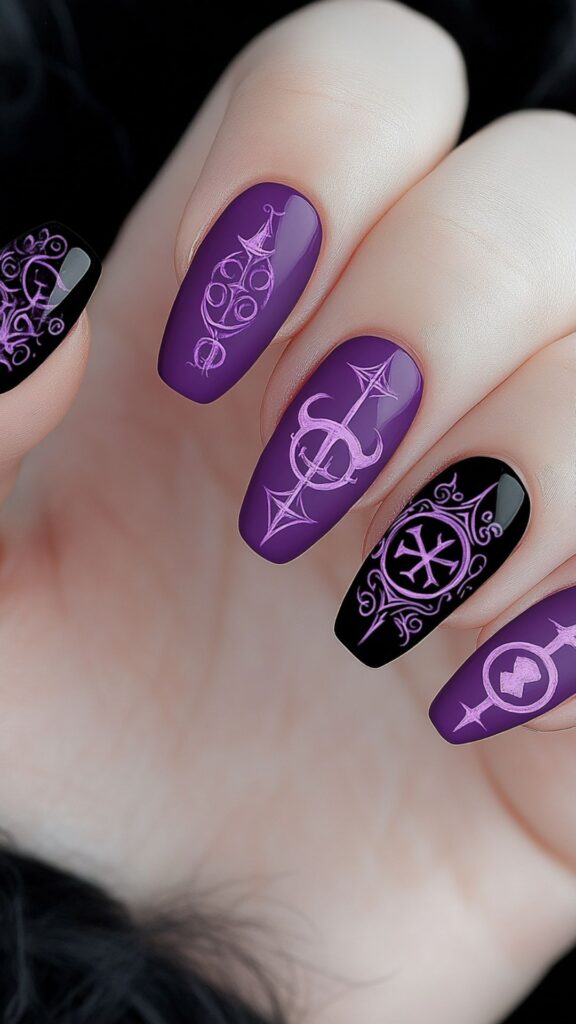 purple Halloween nails Purple Halloween Nails