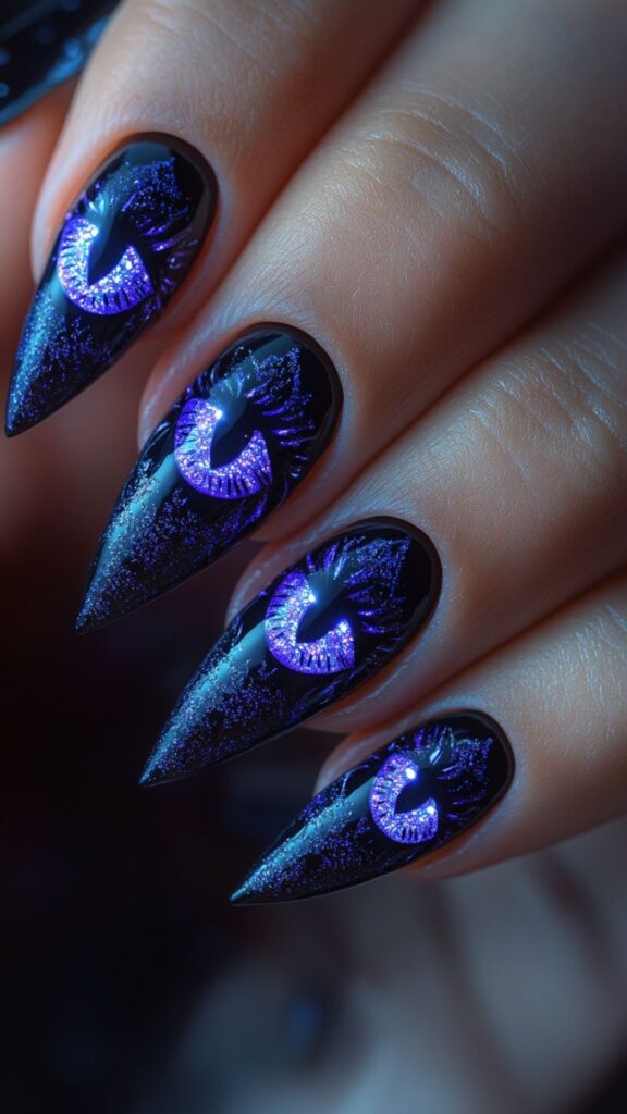 purple Halloween nails Purple Halloween Nails