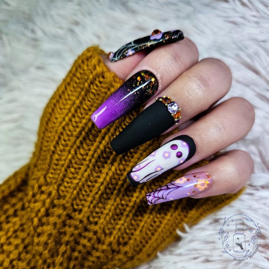 purple Halloween nails Purple Halloween Nails