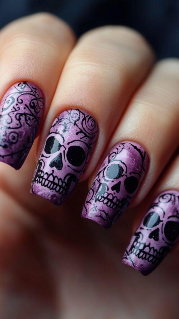 purple Halloween nails Purple Halloween Nails