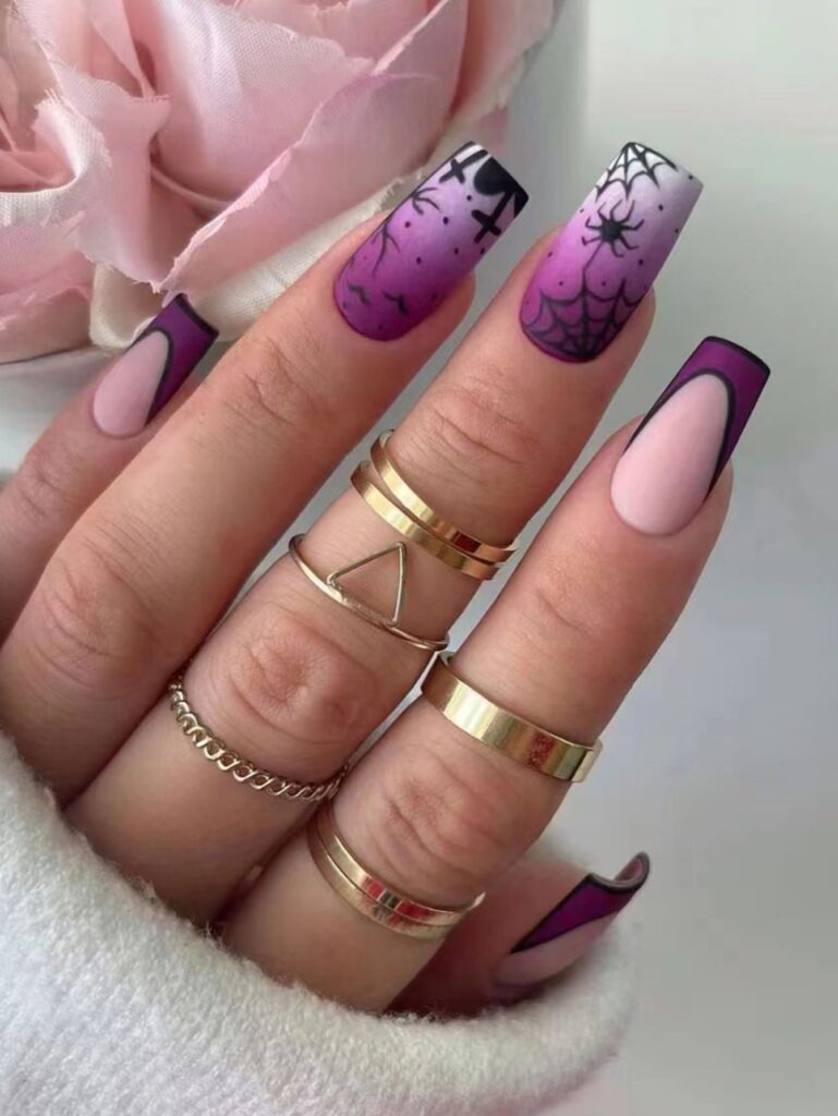 purple Halloween nails Purple Halloween Nails