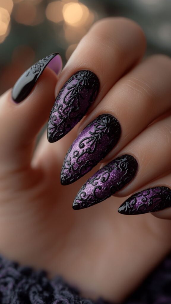 purple Halloween nails Purple Halloween Nails