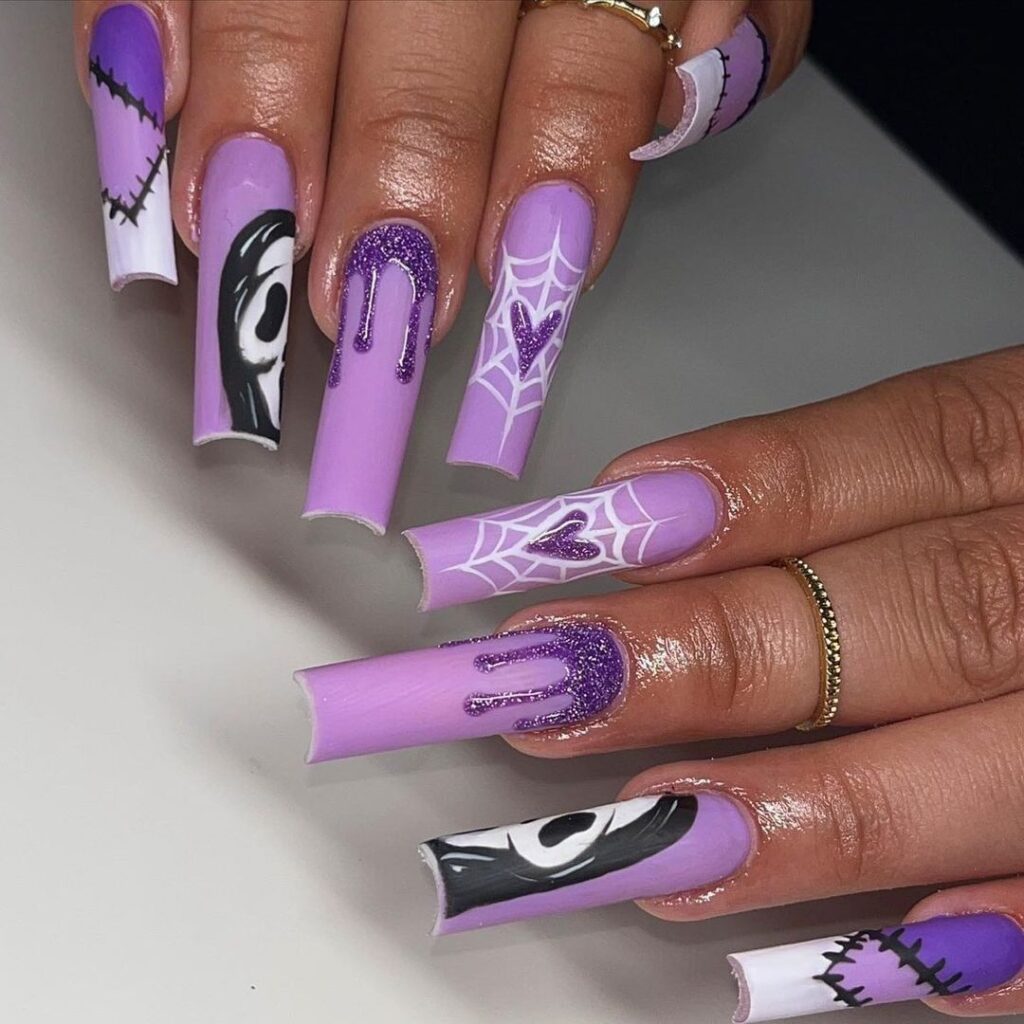 purple Halloween nails Purple Halloween Nails