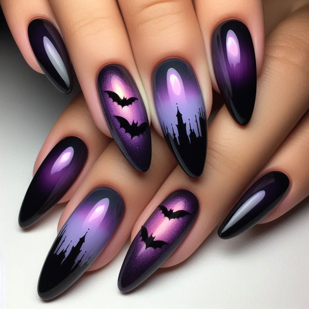 purple Halloween nails Purple Halloween Nails