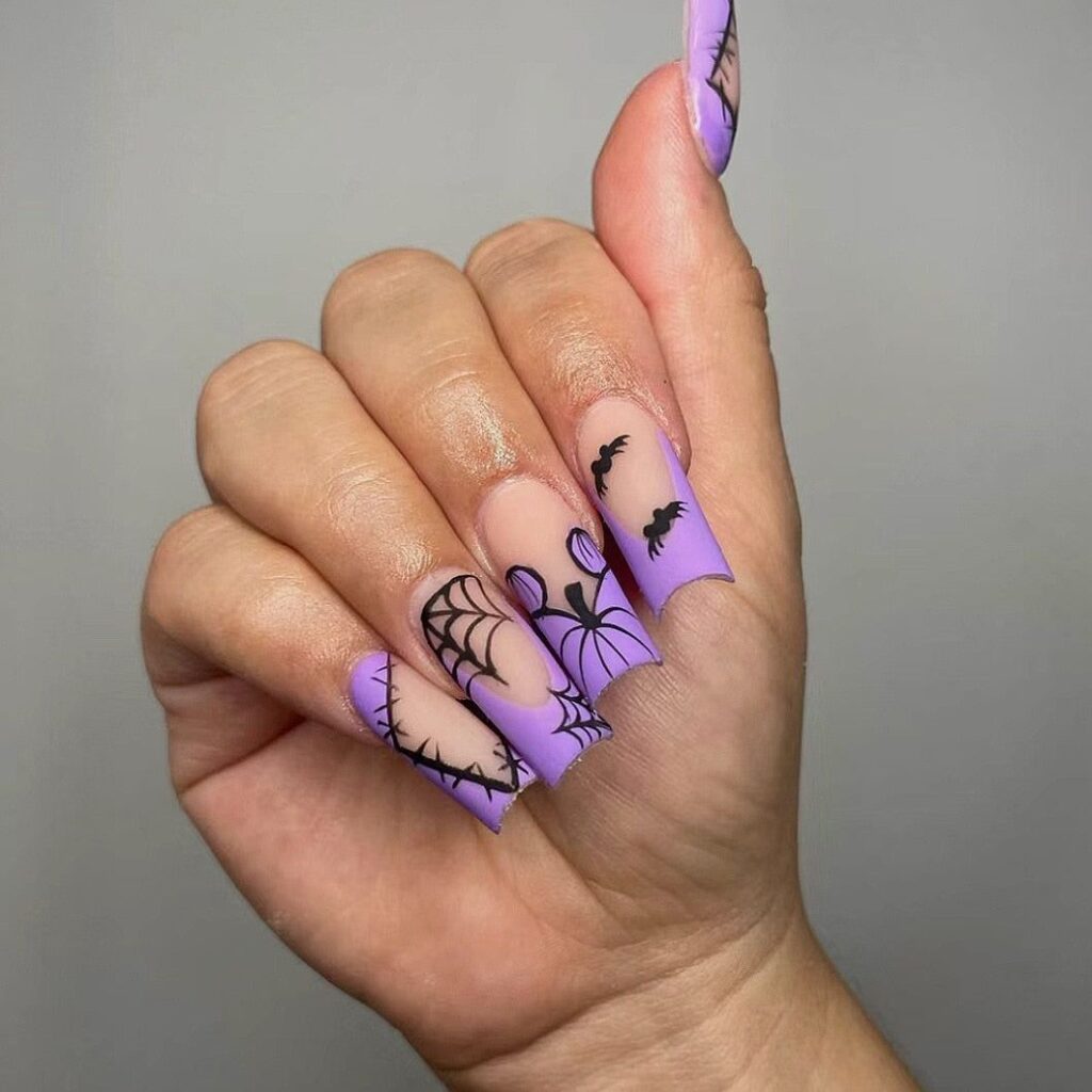 purple Halloween nails Purple Halloween Nails