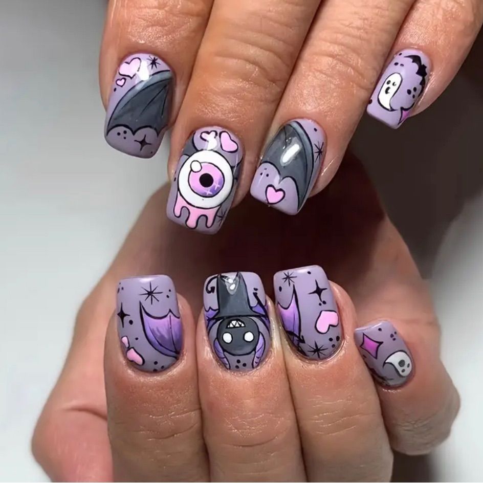 purple Halloween nails Purple Halloween Nails