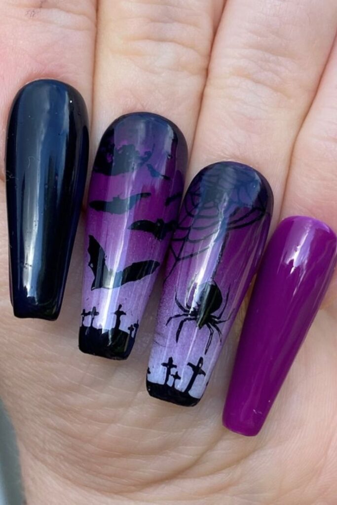 purple Halloween nails Purple Halloween Nails