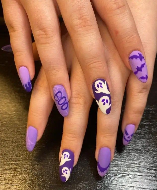 purple Halloween nails Purple Halloween Nails